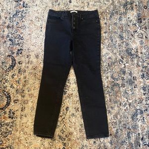 high rise, skinny black jeans